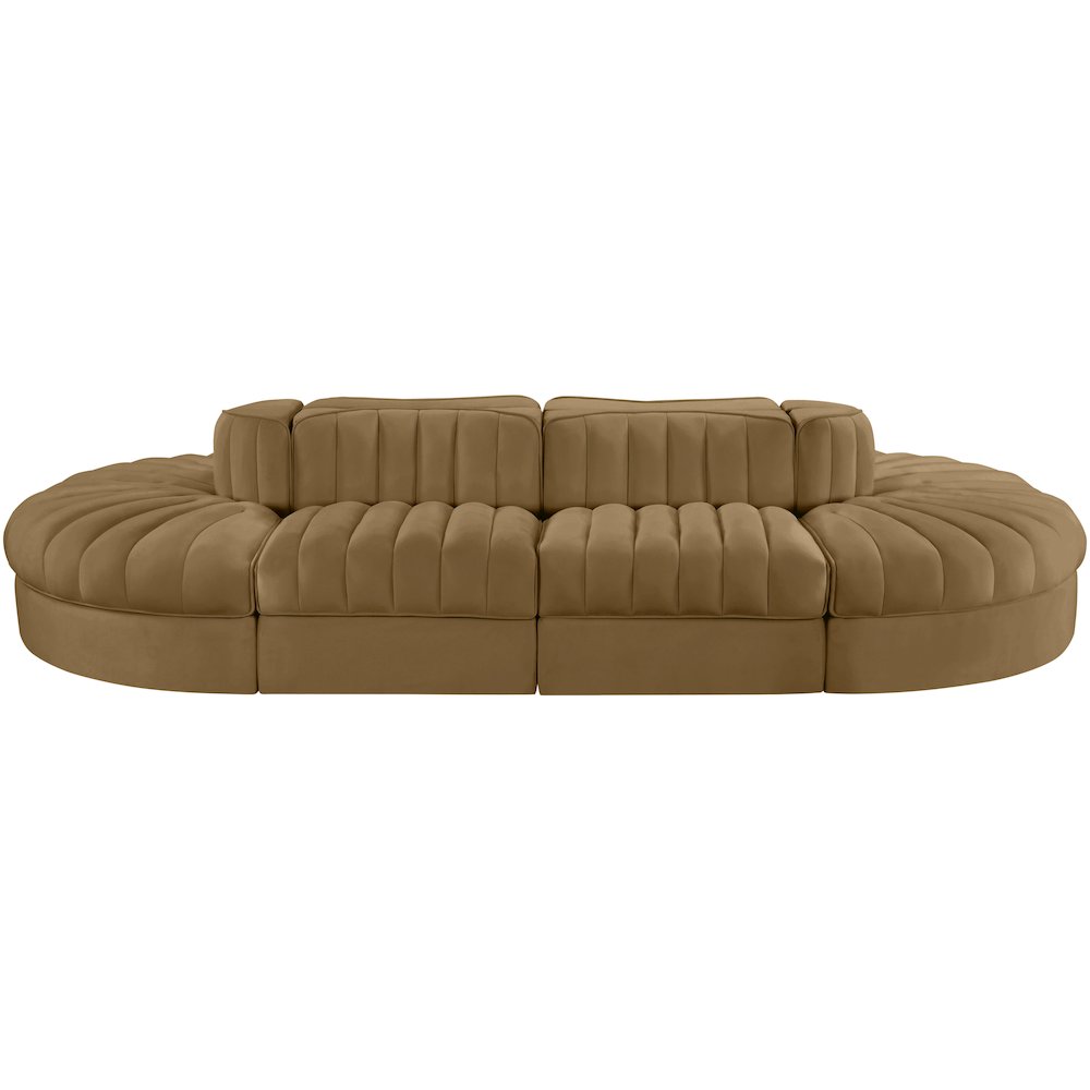 Rummi Saddle Velvet Performance Fabric Upholstered 8pc. Modular Sectional