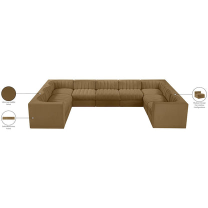 Rummi Saddle Velvet Performance Fabric Upholstered 9pc. Modular Sectional