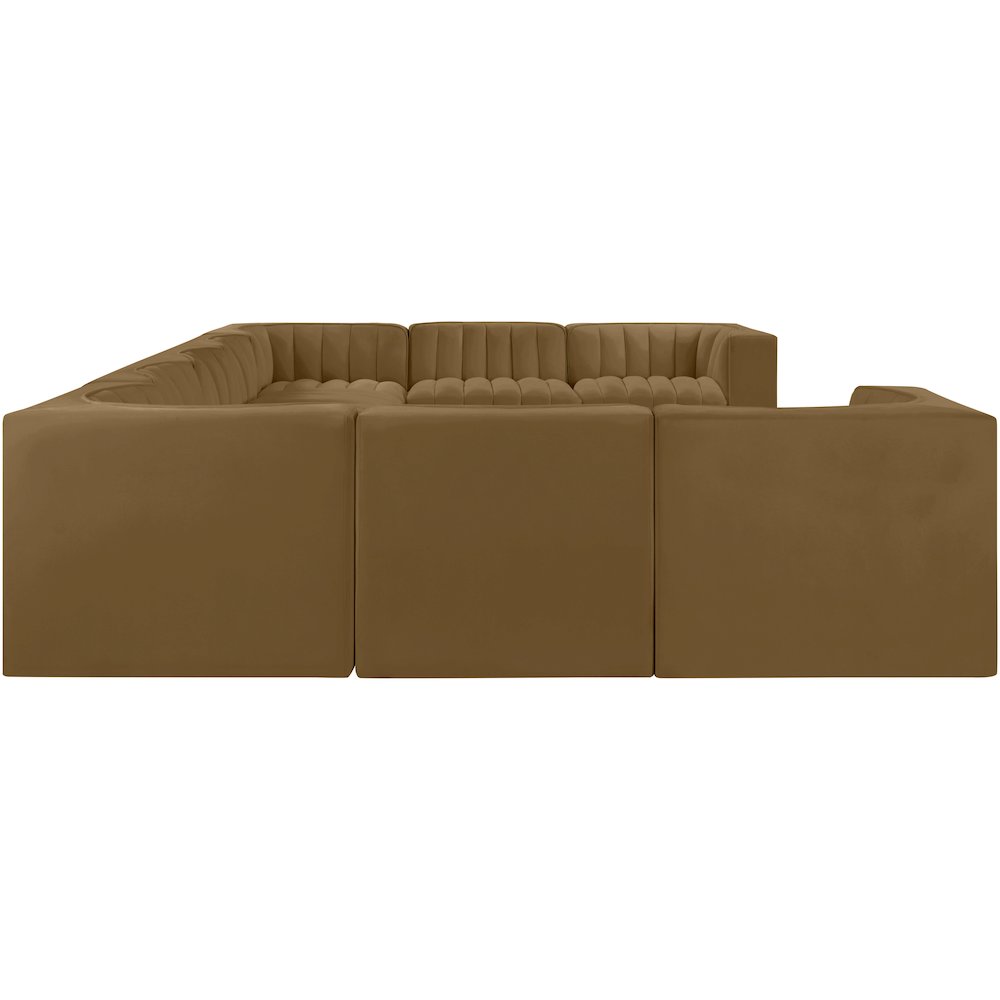 Rummi Saddle Velvet Performance Fabric Upholstered 9pc. Modular Sectional