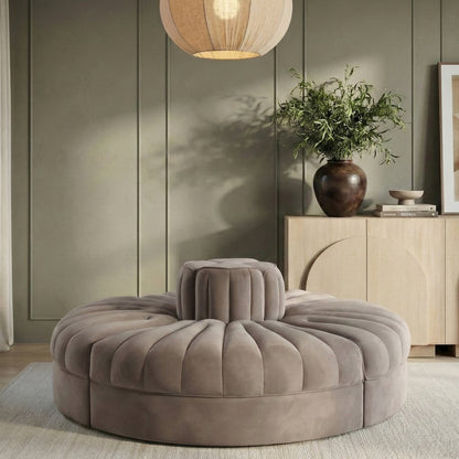 Rummi Taupe Velvet Performance Fabric Upholstered 4pc. Modular Sofa