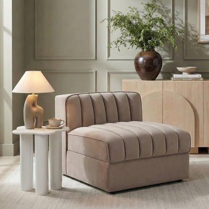 Rummi Taupe Velvet Performance Fabric Upholstered Modular Chair