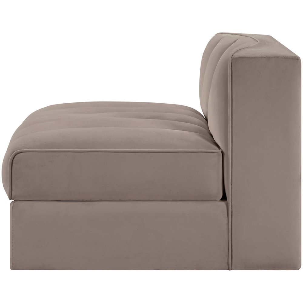 Rummi Taupe Velvet Performance Fabric Upholstered Modular Chair