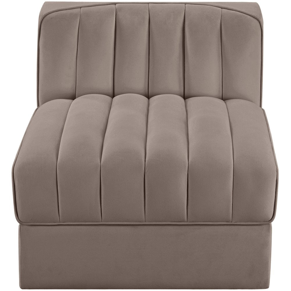 Rummi Taupe Velvet Performance Fabric Upholstered Modular Chair