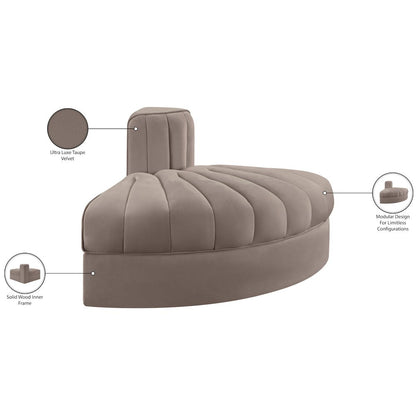 Rummi Taupe Velvet Performance Fabric Upholstered Modular Chair