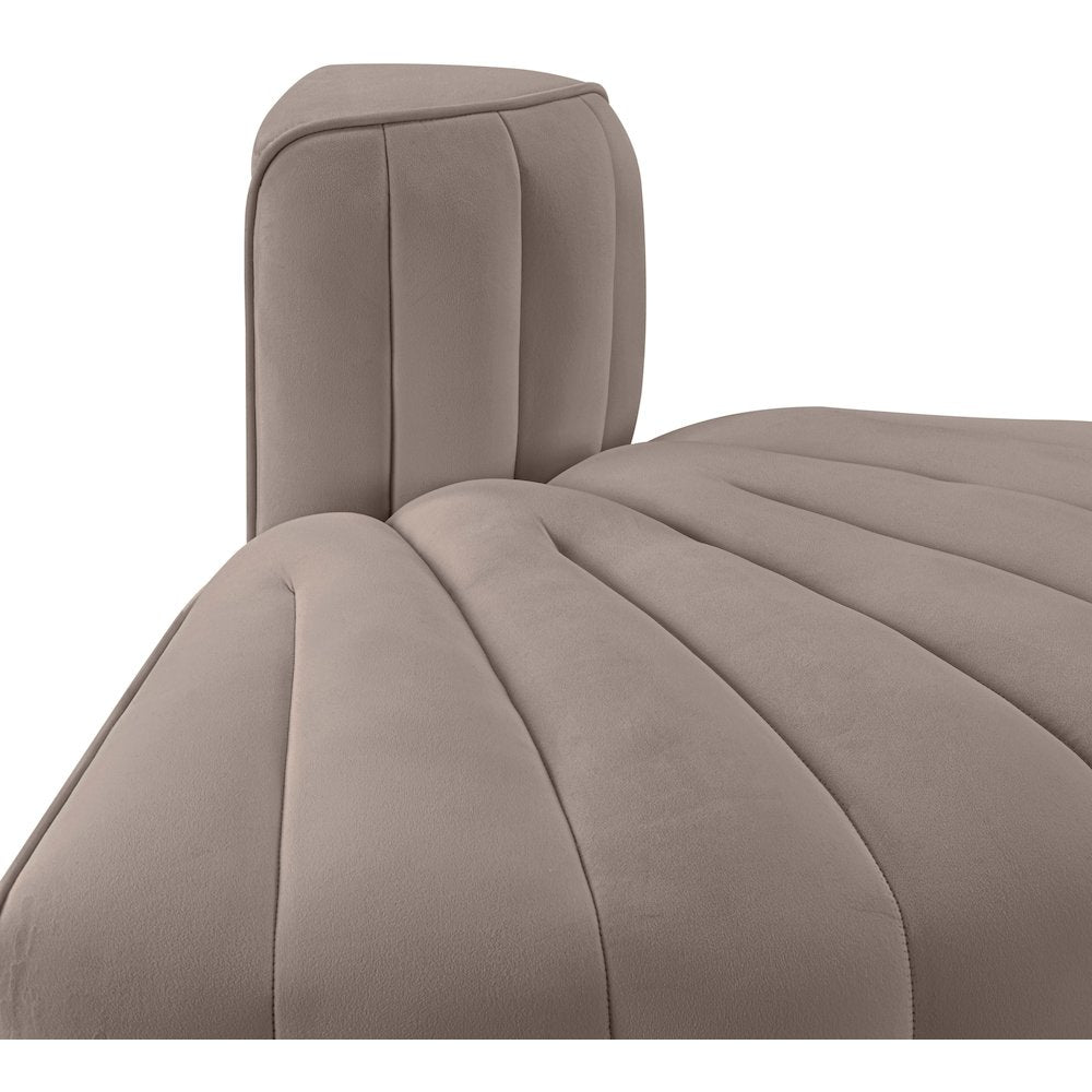 Rummi Taupe Velvet Performance Fabric Upholstered Modular Chair