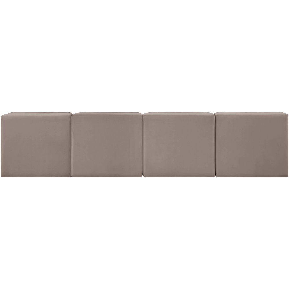 Rummi Taupe Velvet Performance Fabric Upholstered 4pc. Modular Sofa