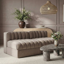 Rummi Taupe Velvet Performance Fabric Upholstered 2pc. Modular Loveseat
