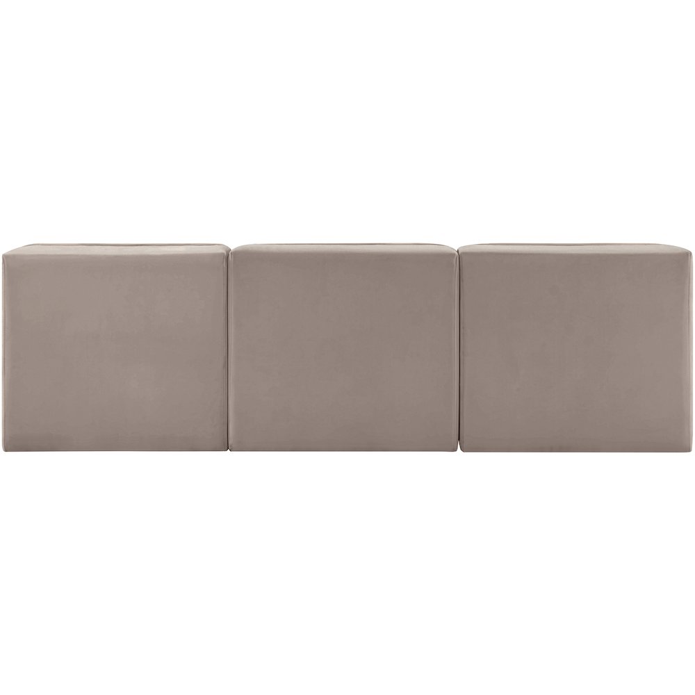 Rummi Taupe Velvet Performance Fabric Upholstered 3pc. Modular Sofa