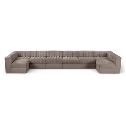 Rummi Taupe Velvet Performance Fabric Upholstered 8pc. Modular Sectional