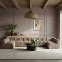 Rummi Taupe Velvet Performance Fabric Upholstered 8pc. Modular Sectional