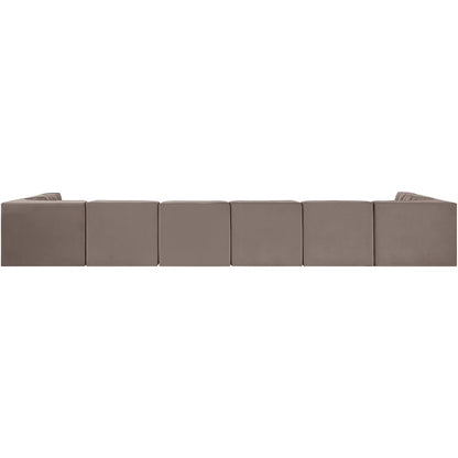 Rummi Taupe Velvet Performance Fabric Upholstered 8pc. Modular Sectional
