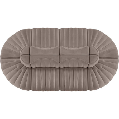 Rummi Taupe Velvet Performance Fabric Upholstered 8pc. Modular Sectional