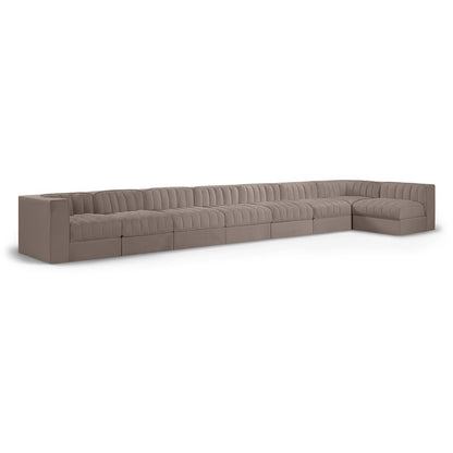 Rummi Taupe Velvet Performance Fabric Upholstered 8pc. Modular Sectional