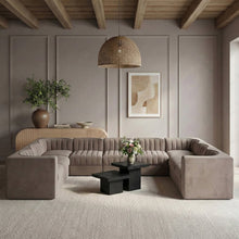 Rummi Taupe Velvet Performance Fabric Upholstered 9pc. Modular Sectional