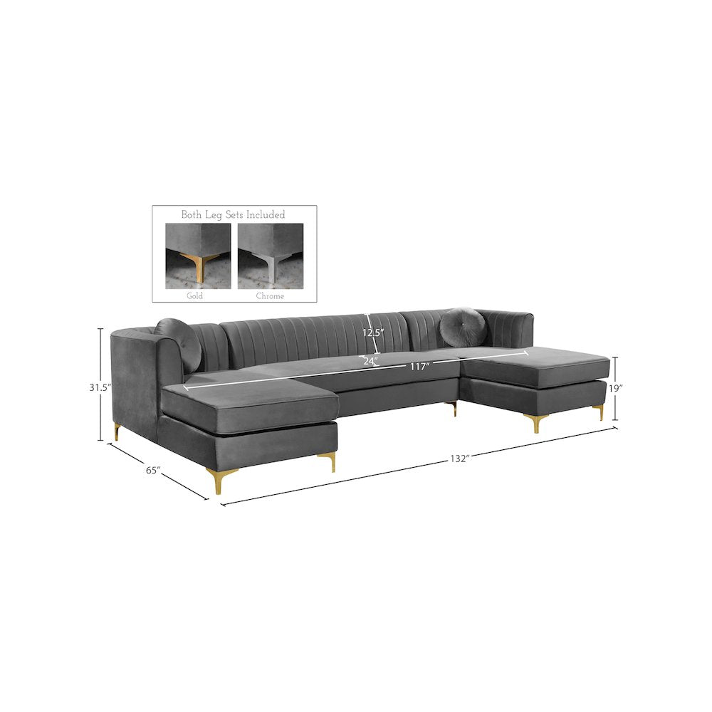 Graham Grey Velvet 3pc. Sectional