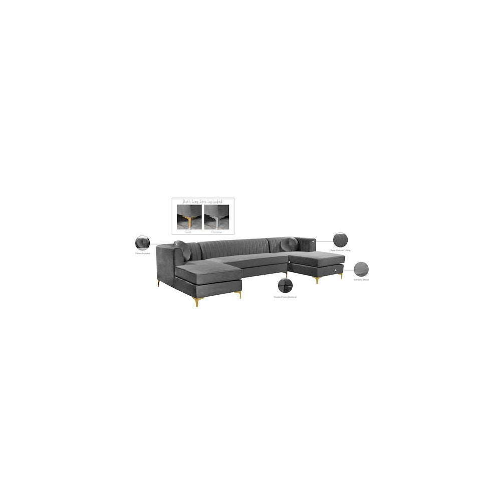 Graham Grey Velvet 3pc. Sectional