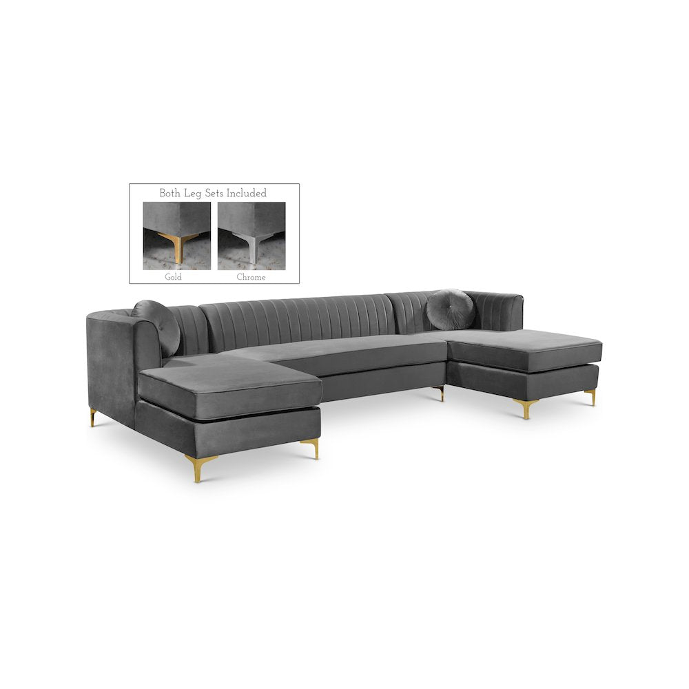 Graham Grey Velvet 3pc. Sectional
