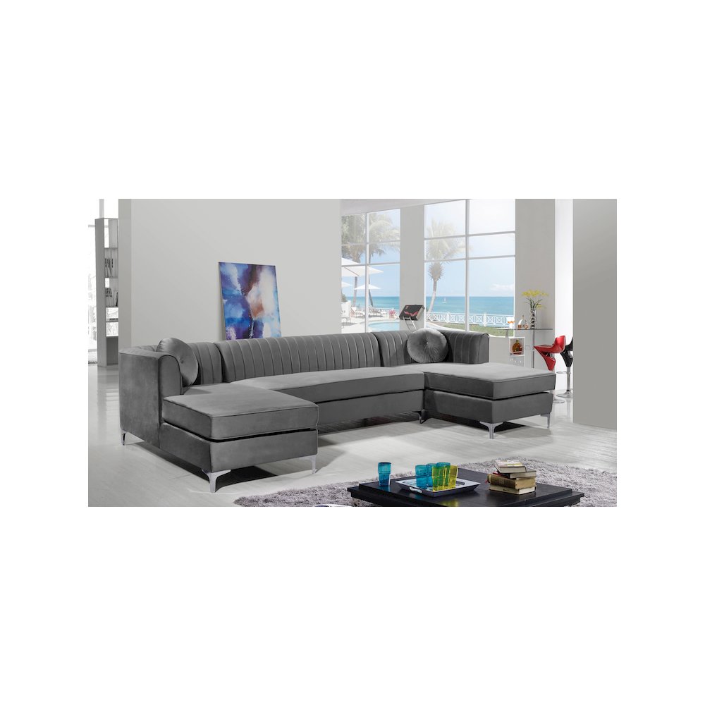 Graham Grey Velvet 3pc. Sectional