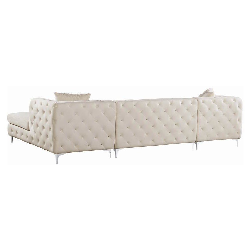 Gail Cream Velvet 3pc. Sectional