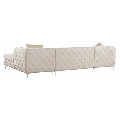 Gail Cream Velvet 3pc. Sectional