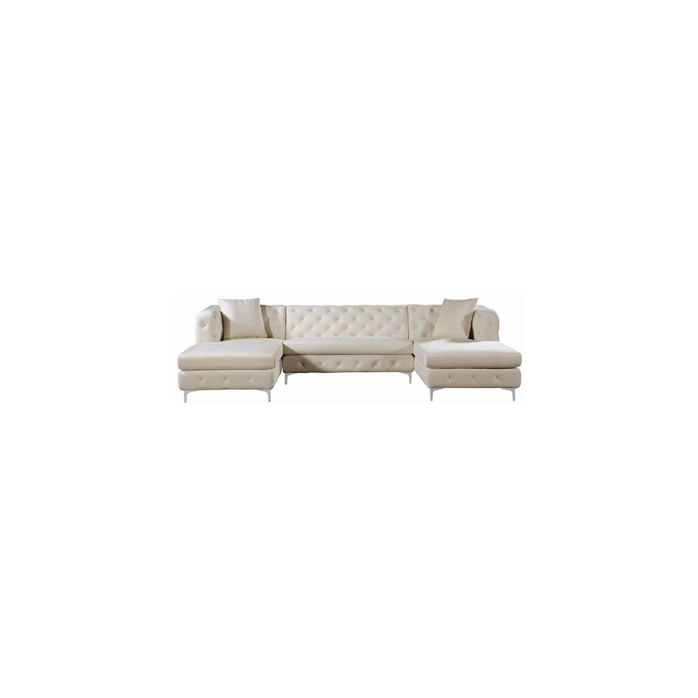 Gail Cream Velvet 3pc. Sectional