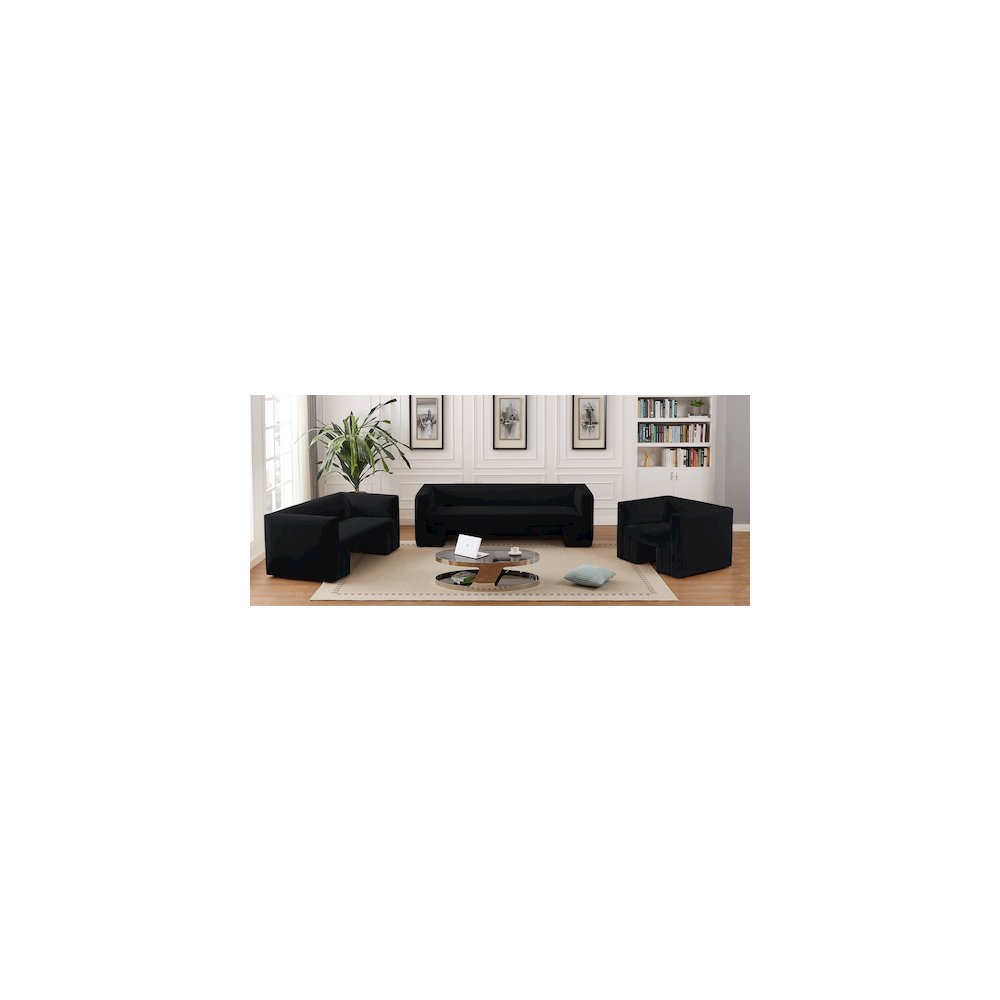 Henson Black Velvet Loveseat