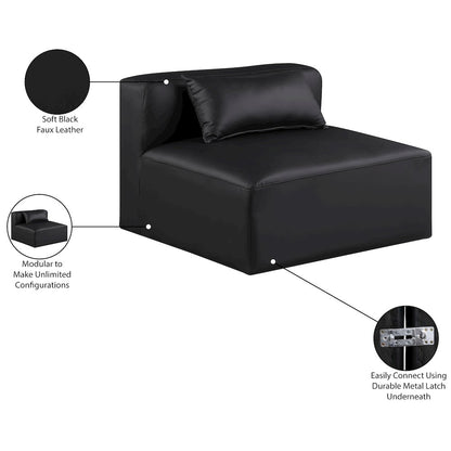 Cube Black Vegan Leather Armless Chair