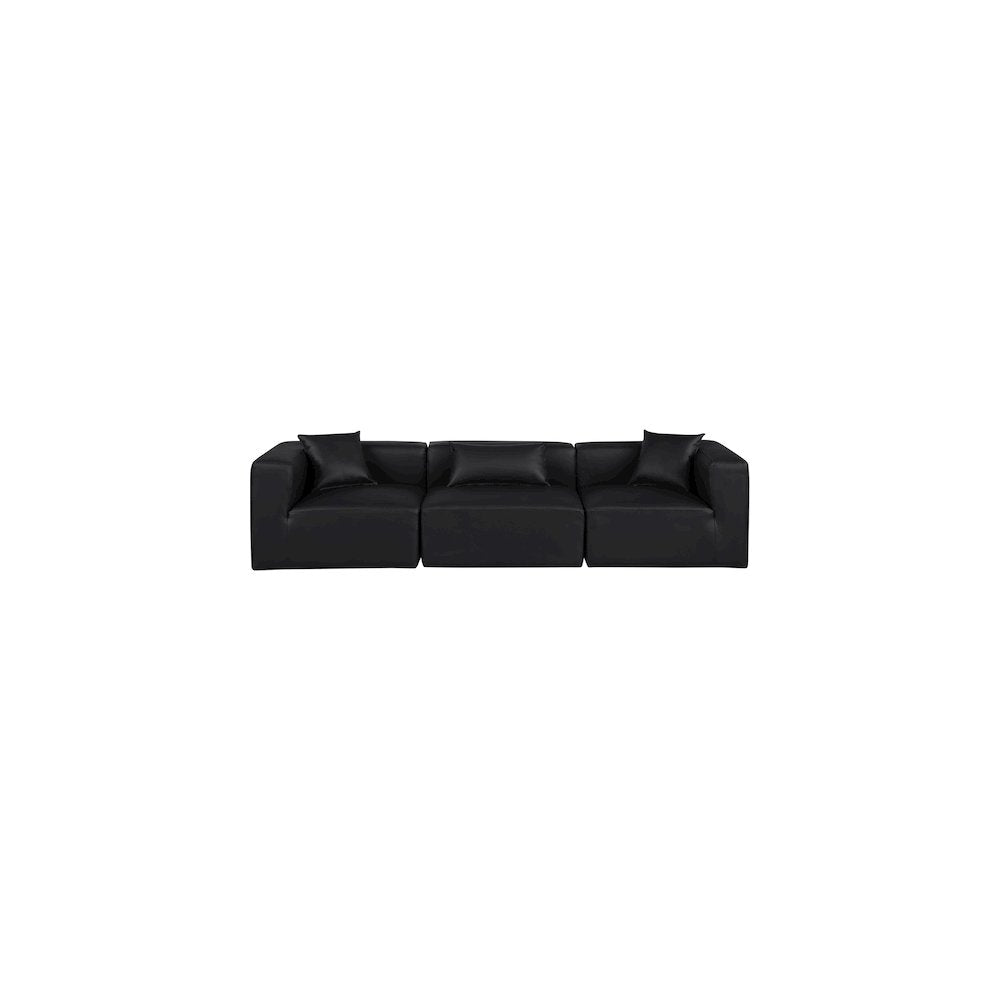 Cube Black Vegan Leather Modular Sofa