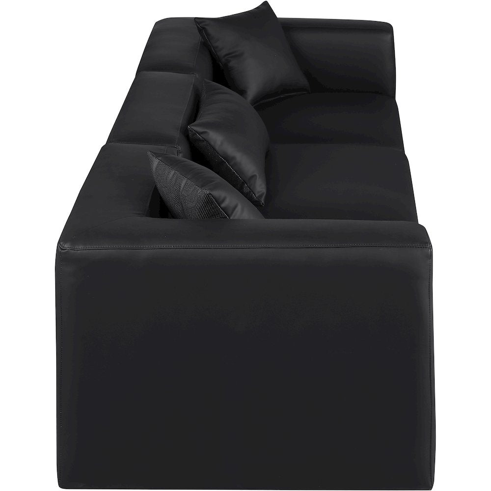 Cube Black Vegan Leather Modular Sofa