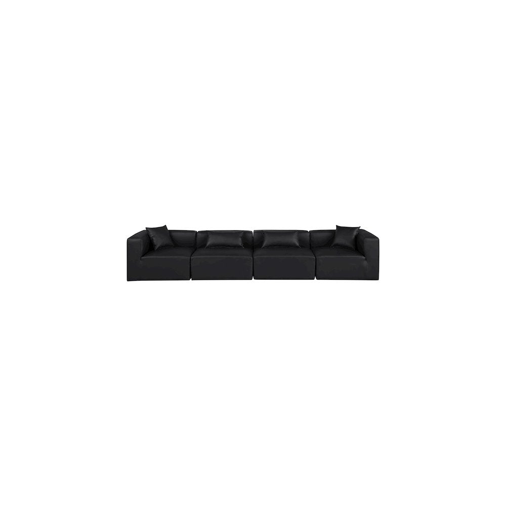 Cube Black Vegan Leather Modular Sofa