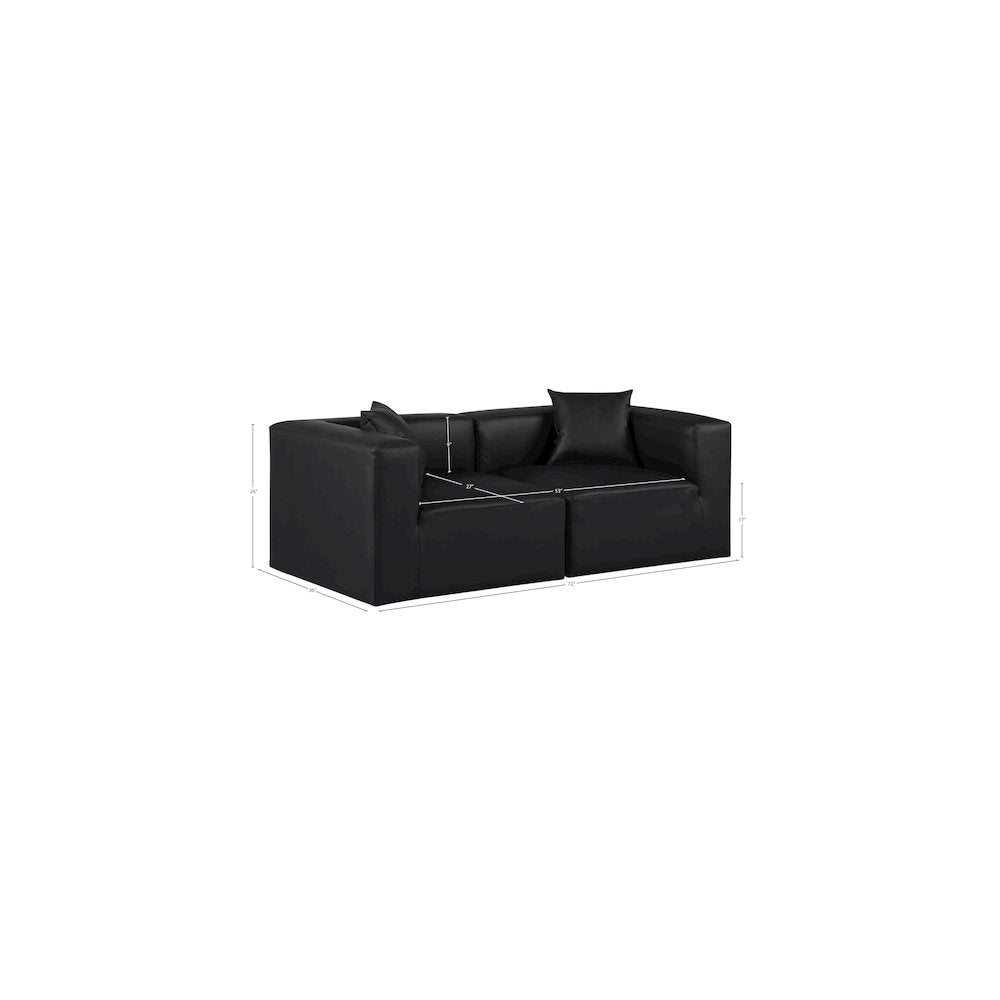 Cube Black Vegan Leather Modular Sofa