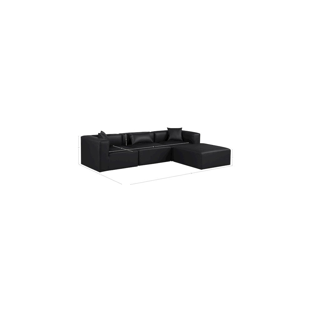 Cube Black Vegan Leather Modular Sectional