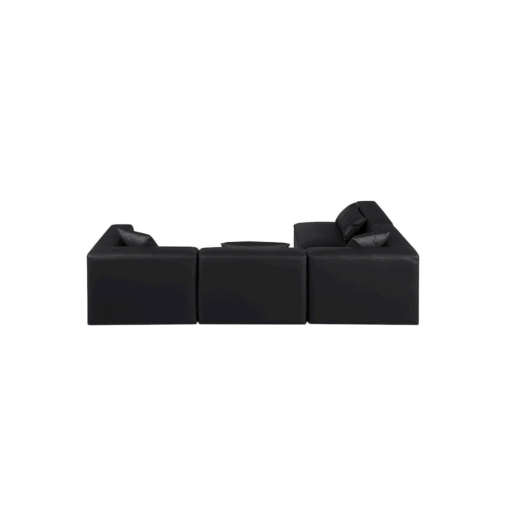 Cube Black Vegan Leather Modular Sectional