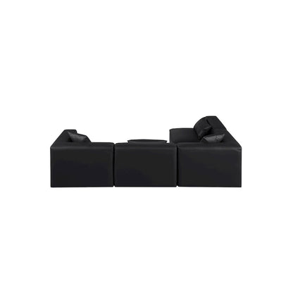 Cube Black Vegan Leather Modular Sectional