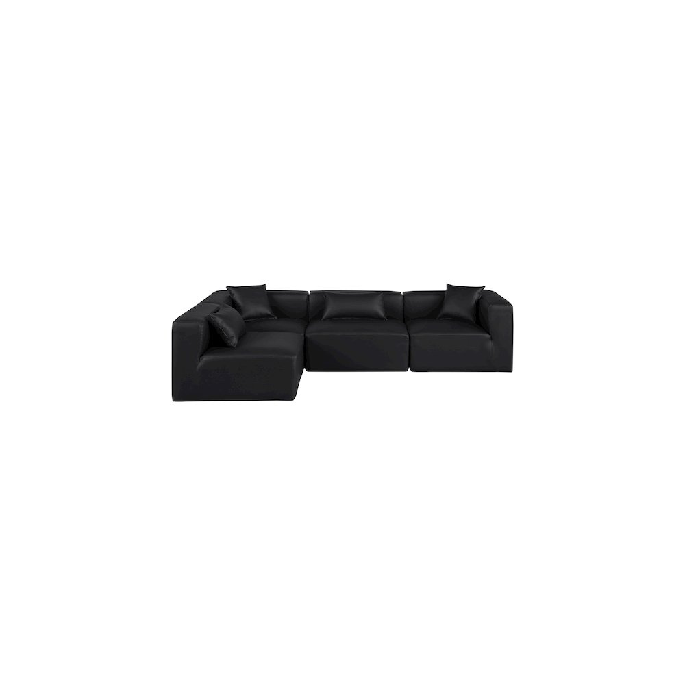Cube Black Vegan Leather Modular Sectional