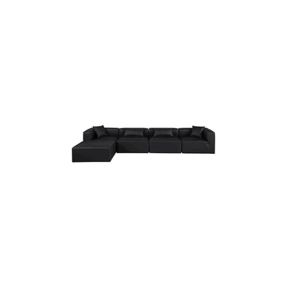 Cube Black Vegan Leather Modular Sectional