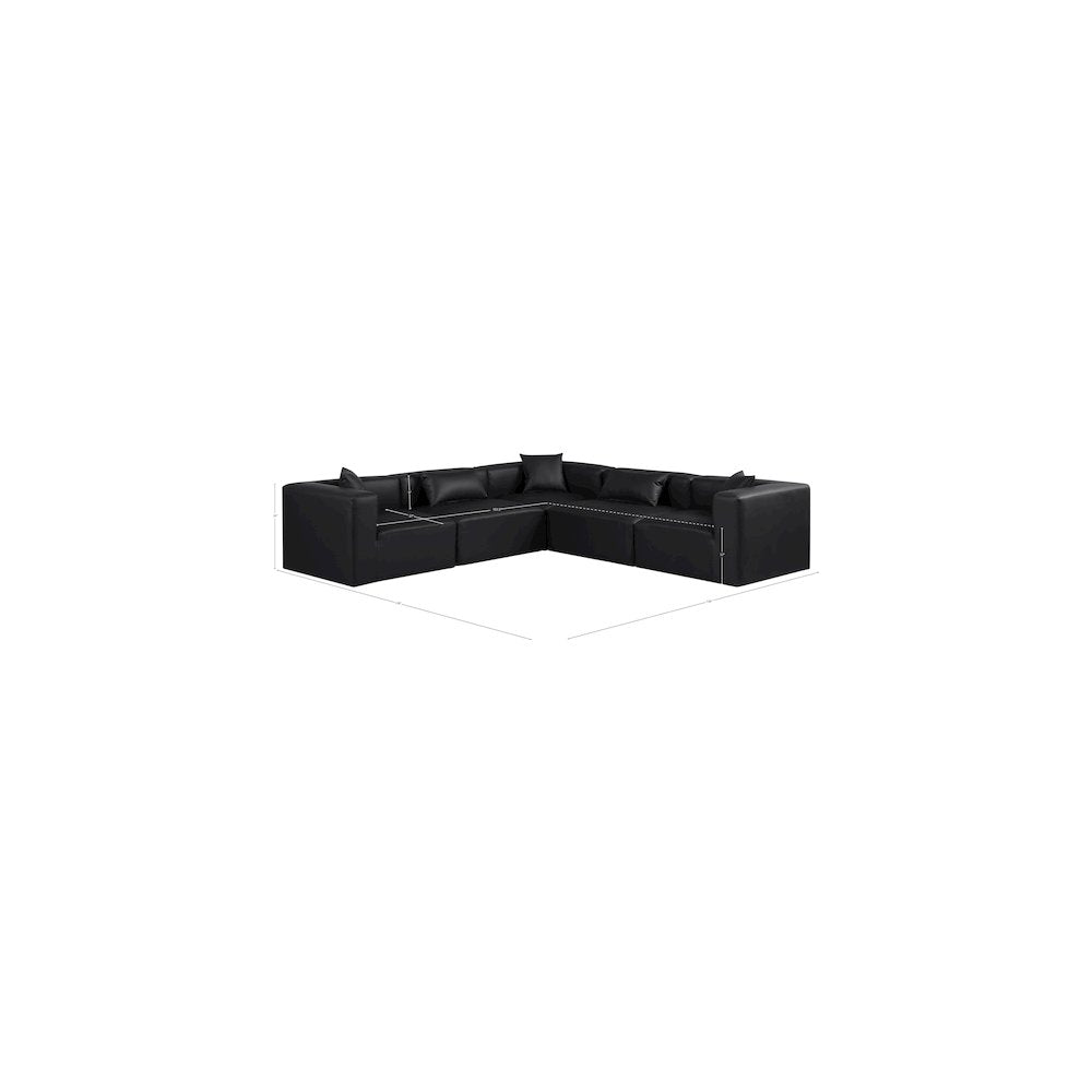 Cube Black Vegan Leather Modular Sectional