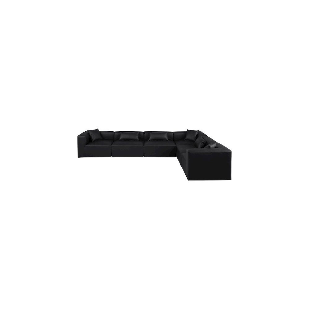 Cube Black Vegan Leather Modular Sectional
