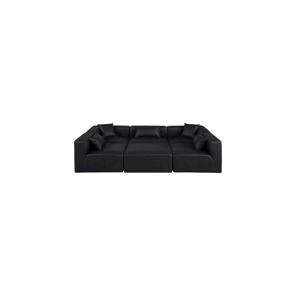 Cube Black Vegan Leather Modular Sectional