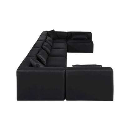 Cube Black Vegan Leather Modular Sectional