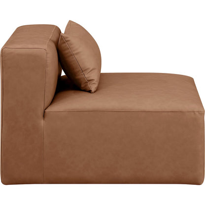 Cube Brown Vegan Leather Armless Chair