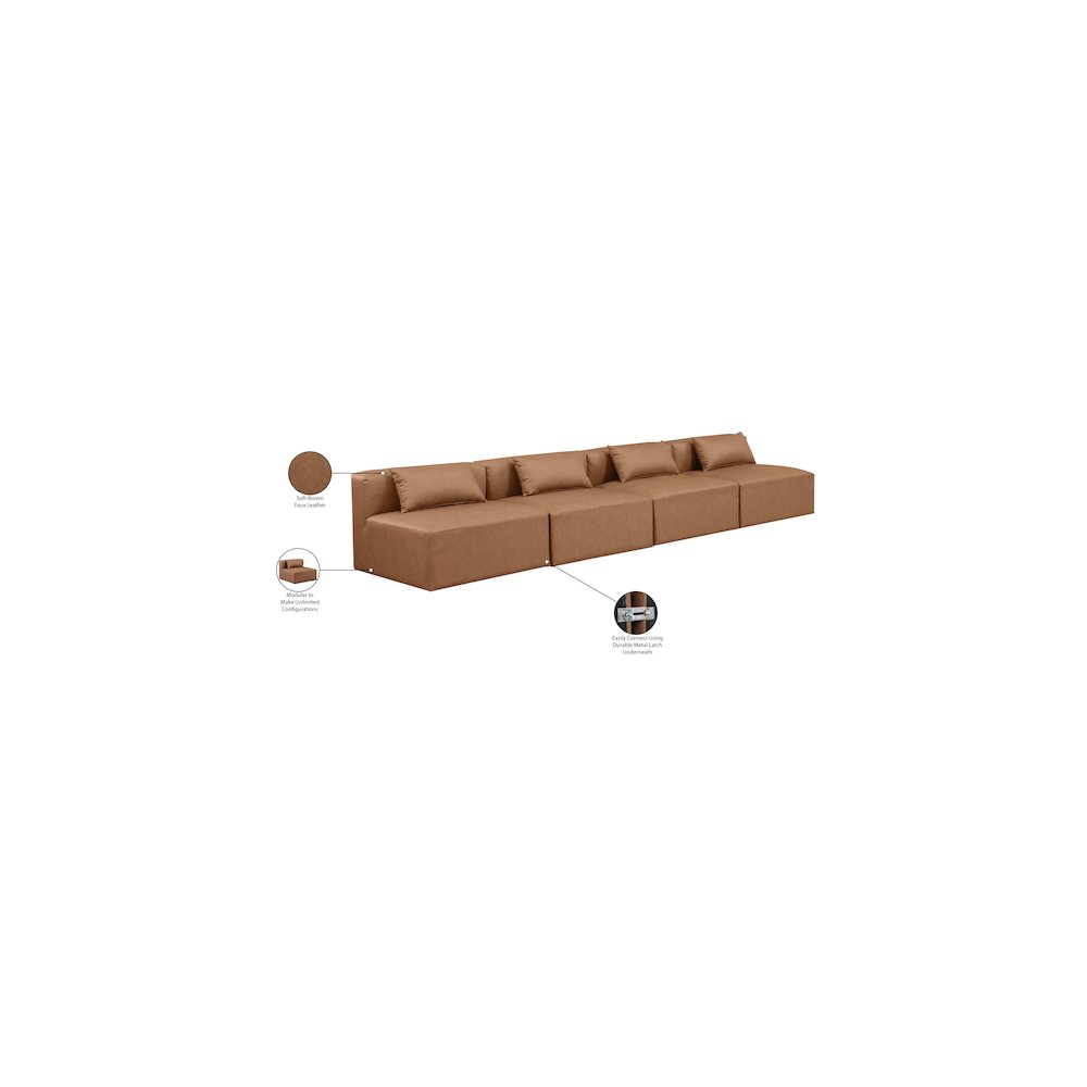 Cube Brown Vegan Leather Modular Sofa