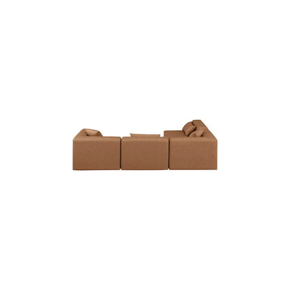 Cube Brown Vegan Leather Modular Sectional