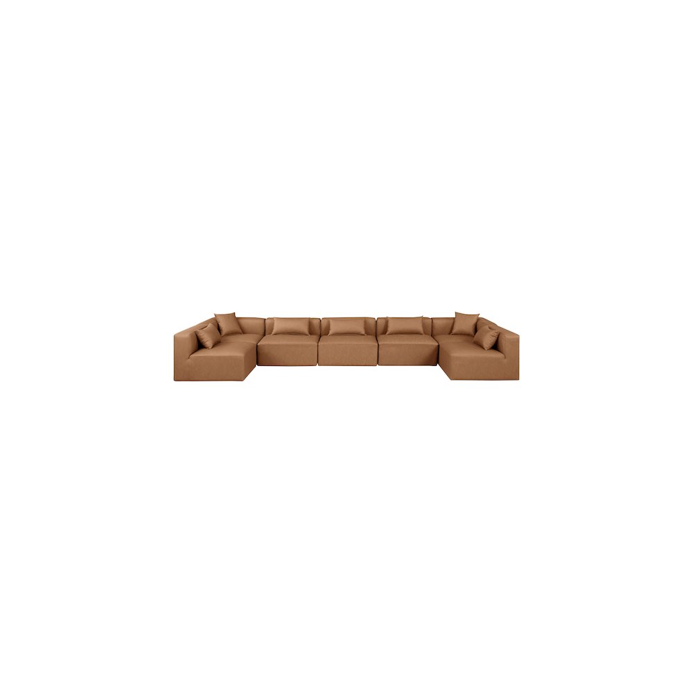 Cube Brown Vegan Leather Modular Sectional