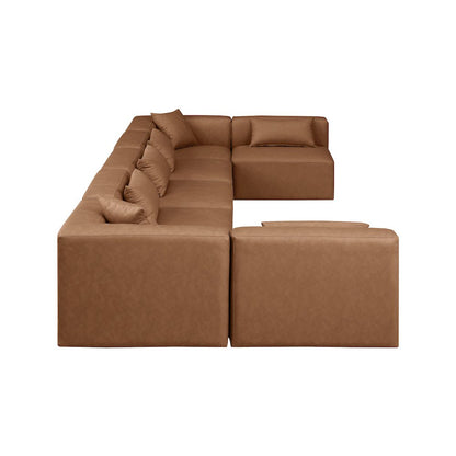 Cube Brown Vegan Leather Modular Sectional
