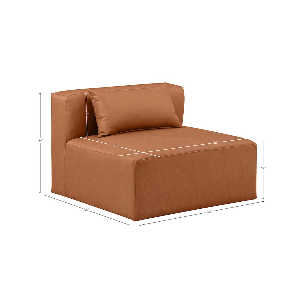 Cube Cognac Vegan Leather Armless Chair