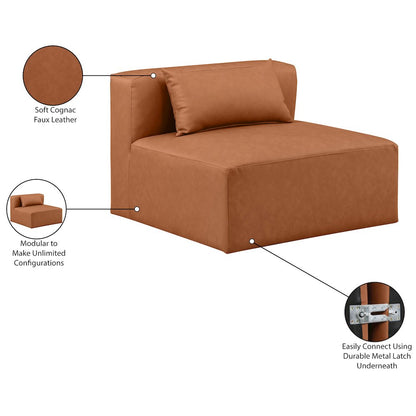Cube Cognac Vegan Leather Armless Chair