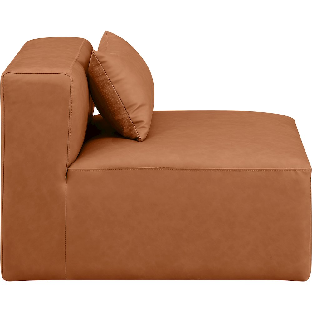 Cube Cognac Vegan Leather Armless Chair