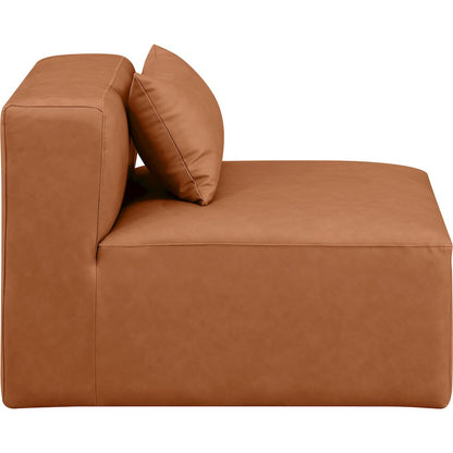Cube Cognac Vegan Leather Armless Chair