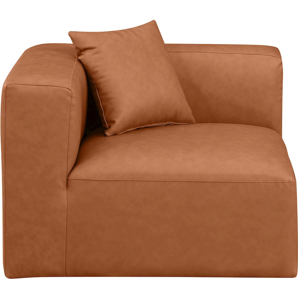 Cube Cognac Vegan Leather Corner Chair